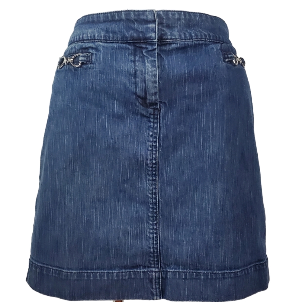 New York & Company Denim Jean Mini Skirt Plus Size 18 with silver hardware